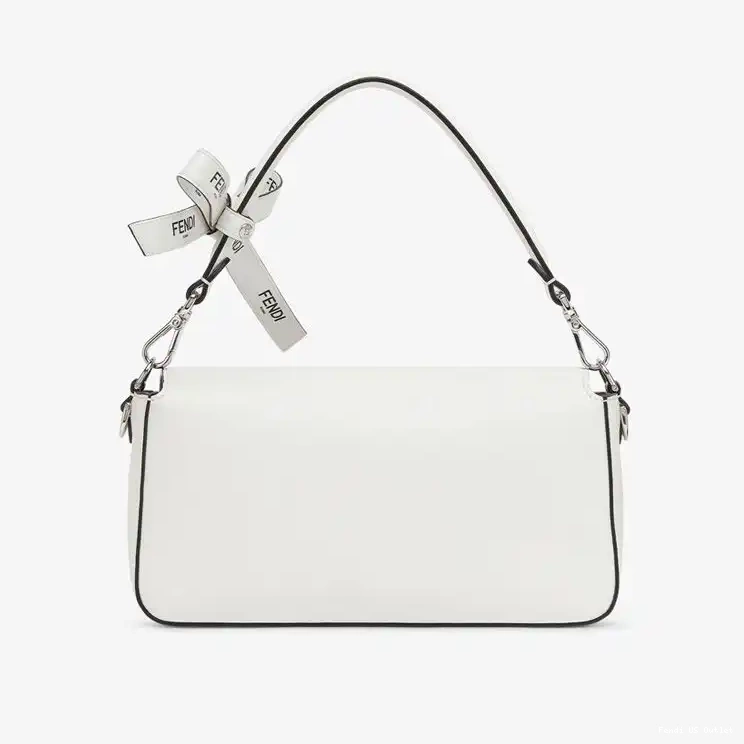 Affordable HOT Baguette Fendi Baguette Nappa In Bag Leather The Medium White Motif 0514